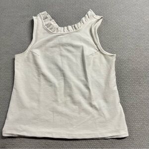Banana Republic White Ruffle Neckline Lightweight Sweater Tank Top Size XS